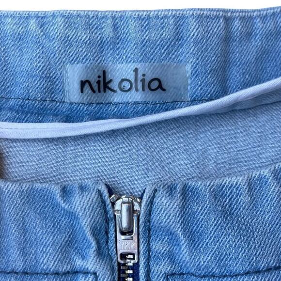 Nikolia Kids Puff Sleeve Denim Bomber Jacket Light Blue Cotton Zip - 9-10 Years - Picture 2 of 11